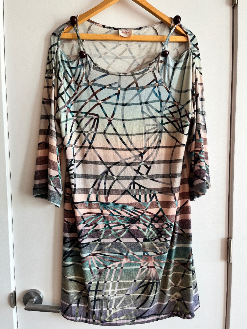Leona Edmiston Frocks Geometric Cold-Shoulder Dress